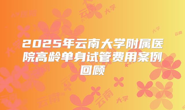 2025年云南大学附属医院高龄单身试管费用案例回顾
