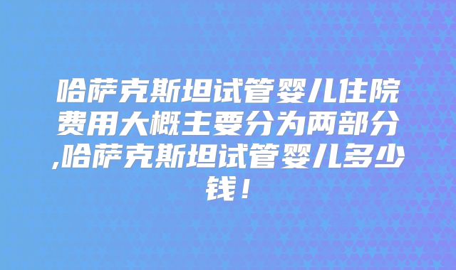 哈萨克斯坦试管婴儿住院费用大概主要分为两部分,哈萨克斯坦试管婴儿多少钱！
