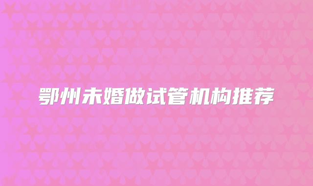 鄂州未婚做试管机构推荐
