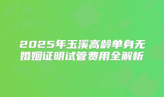 2025年玉溪高龄单身无婚姻证明试管费用全解析