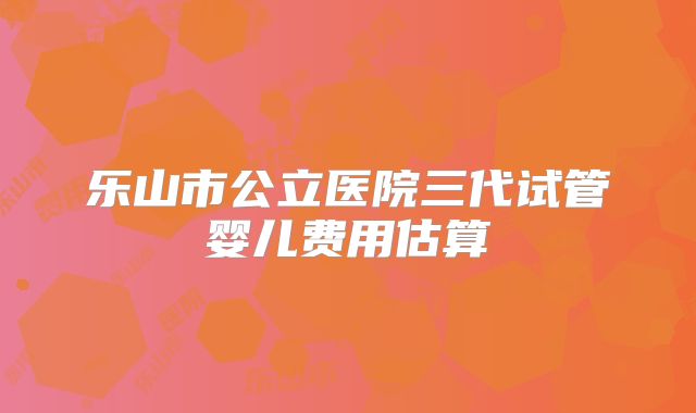 乐山市公立医院三代试管婴儿费用估算