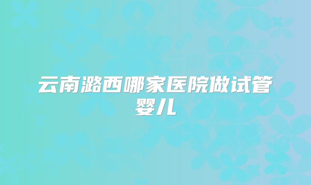 云南潞西哪家医院做试管婴儿