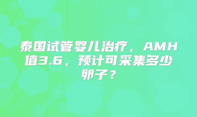 泰国试管婴儿治疗，AMH值3.6，预计可采集多少卵子？
