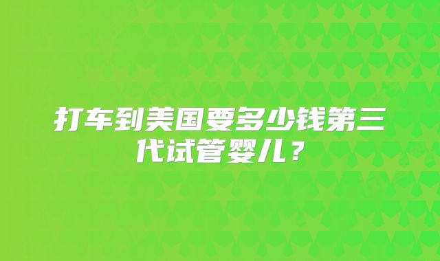 打车到美国要多少钱第三代试管婴儿?