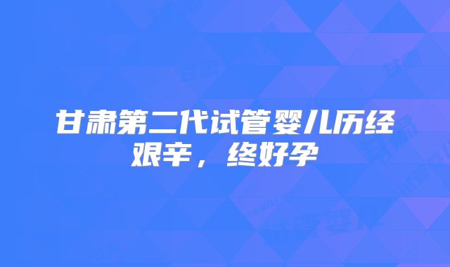 甘肃第二代试管婴儿历经艰辛,终好孕