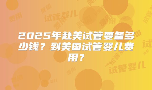 2025年赴美试管要备多少钱?到美国试管婴儿费用?