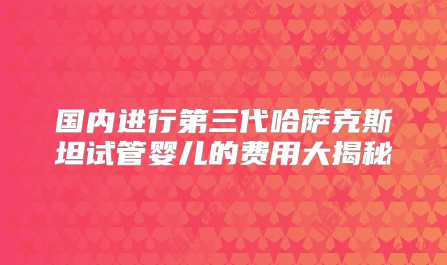 国内进行第三代哈萨克斯坦试管婴儿的费用大揭秘