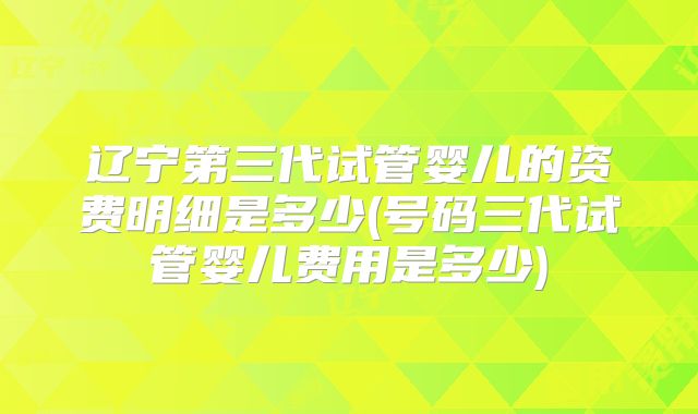 辽宁第三代试管婴儿的资费明细是多少(号码三代试管婴儿费用是多少)