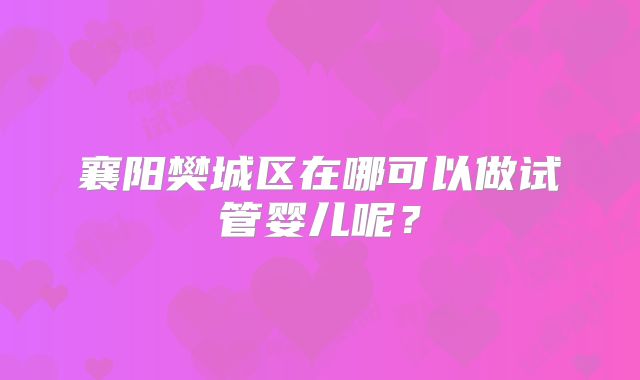 襄阳樊城区在哪可以做试管婴儿呢?