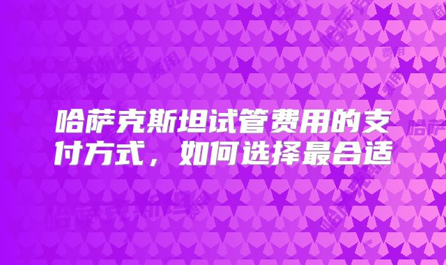 哈萨克斯坦试管费用的支付方式,如何选择最合适