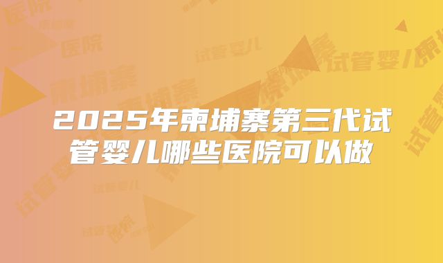 2025年柬埔寨第三代试管婴儿哪些医院可以做