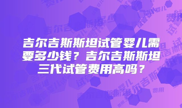 吉尔吉斯斯坦试管婴儿需要多少钱?吉尔吉斯斯坦三代试管费用高吗?