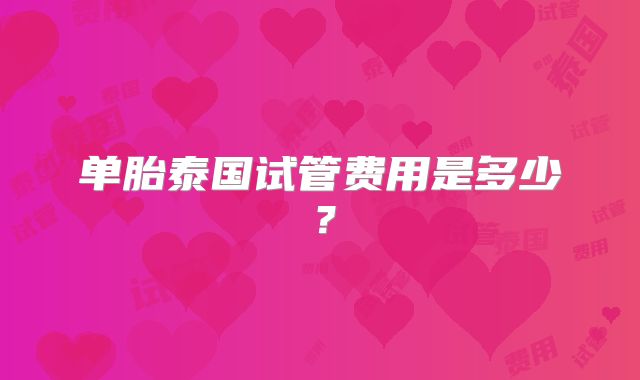 单胎泰国试管费用是多少？