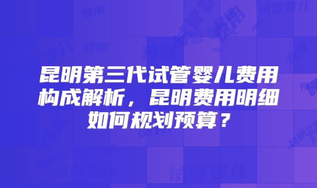 昆明第三代试管婴儿费用构成解析，昆明费用明细如何规划预算？
