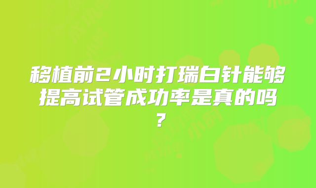 移植前2小时打瑞白针能够提高试管成功率是真的吗？
