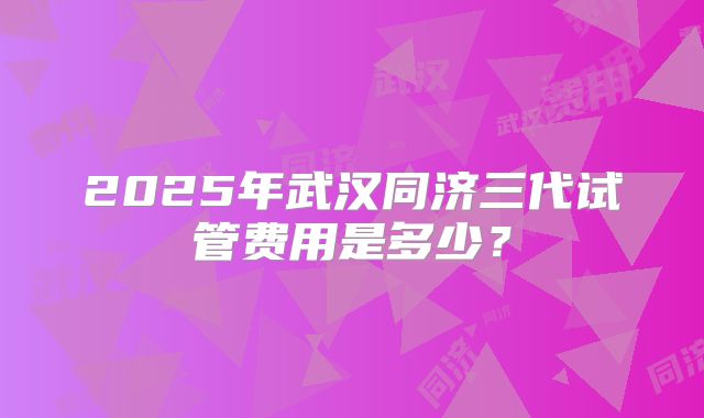 2025年武汉同济三代试管费用是多少？