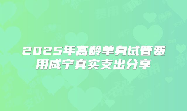 2025年高龄单身试管费用咸宁真实支出分享