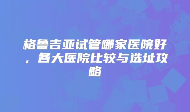 格鲁吉亚试管哪家医院好,各大医院比较与选址攻略