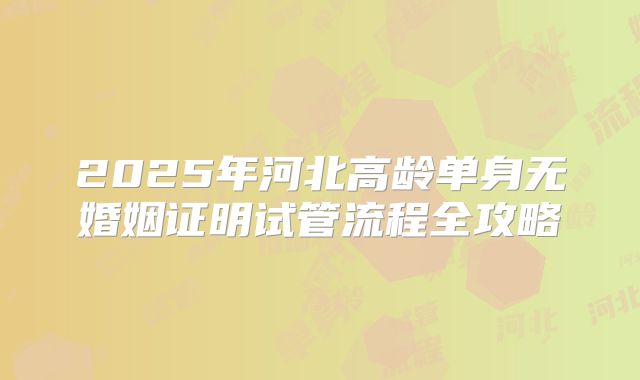 2025年河北高龄单身无婚姻证明试管流程全攻略