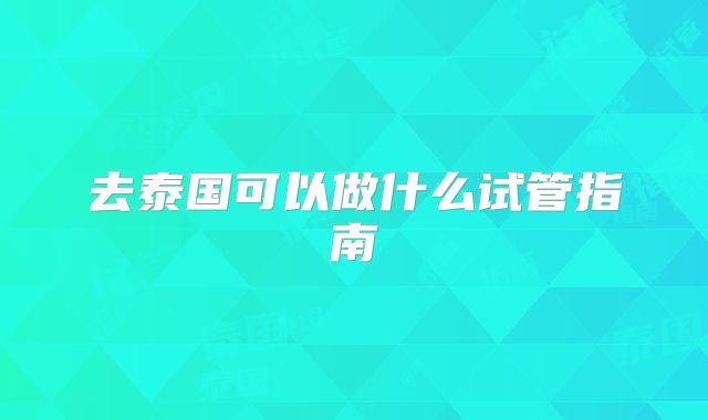 去泰国可以做什么试管指南