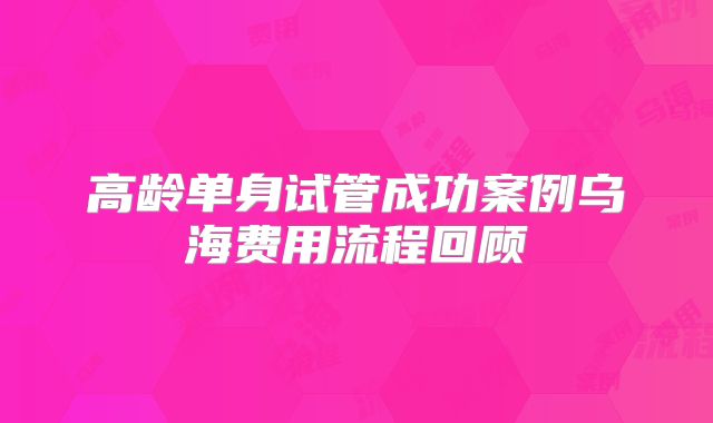 高龄单身试管成功案例乌海费用流程回顾