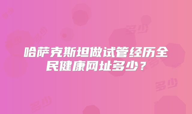 哈萨克斯坦做试管经历全民健康网址多少？