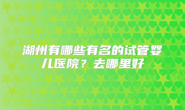 湖州有哪些有名的试管婴儿医院？去哪里好