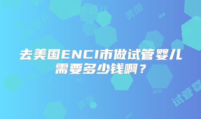 去美国ENCI市做试管婴儿需要多少钱啊?