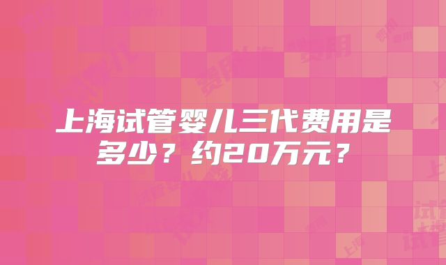 上海试管婴儿三代费用是多少?约20万元?