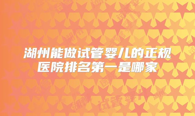 湖州能做试管婴儿的正规医院排名第一是哪家