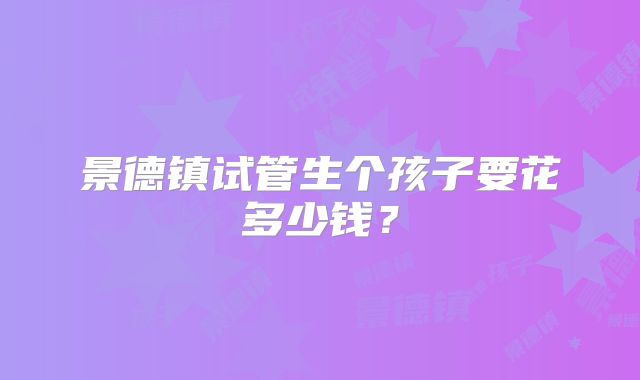 景德镇试管生个孩子要花多少钱?