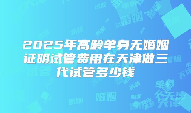2025年高龄单身无婚姻证明试管费用在天津做三代试管多少钱