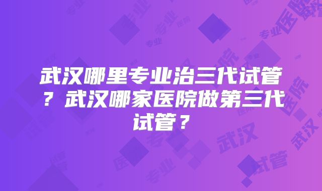 武汉哪里专业治三代试管?武汉哪家医院做第三代试管?