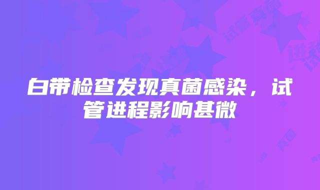 白带检查发现真菌感染,试管进程影响甚微