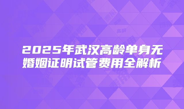 2025年武汉高龄单身无婚姻证明试管费用全解析