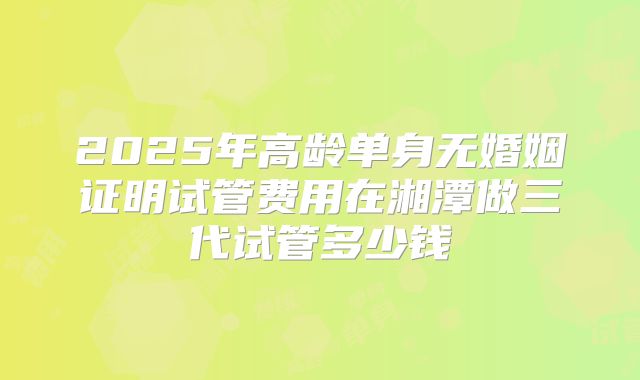 2025年高龄单身无婚姻证明试管费用在湘潭做三代试管多少钱