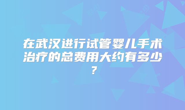 在武汉进行试管婴儿手术治疗的总费用大约有多少?