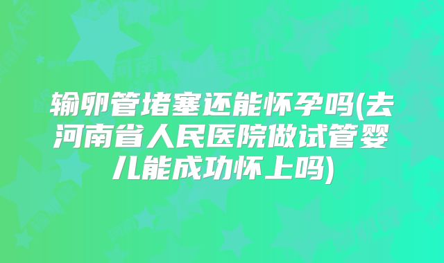 输卵管堵塞还能怀孕吗(去河南省人民医院做试管婴儿能成功怀上吗)