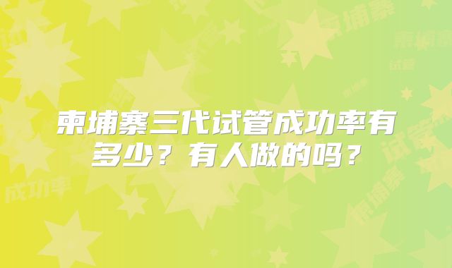 柬埔寨三代试管成功率有多少？有人做的吗？