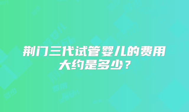 荆门三代试管婴儿的费用大约是多少?