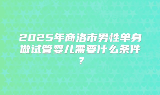 2025年商洛市男性单身做试管婴儿需要什么条件？
