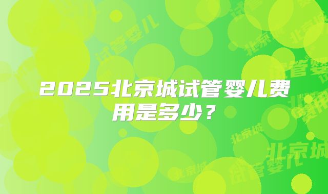 2025北京城试管婴儿费用是多少?
