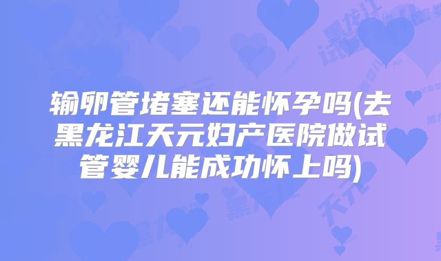 输卵管堵塞还能怀孕吗(去黑龙江天元妇产医院做试管婴儿能成功怀上吗)