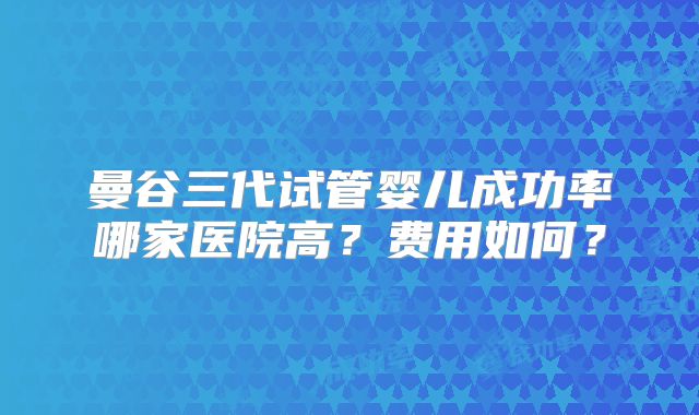 曼谷三代试管婴儿成功率哪家医院高?费用如何?
