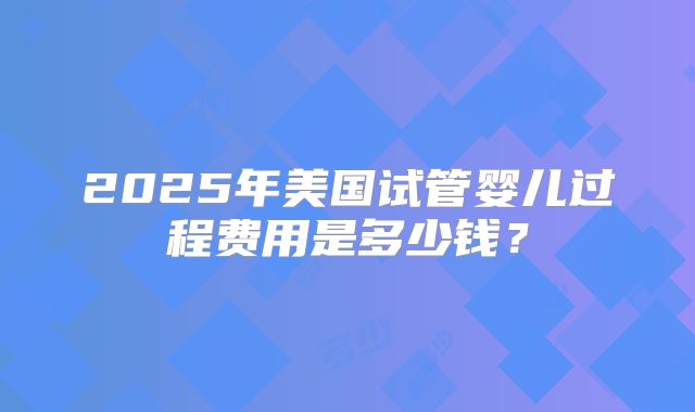 2025年美国试管婴儿过程费用是多少钱？