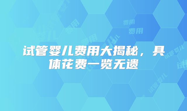 试管婴儿费用大揭秘，具体花费一览无遗