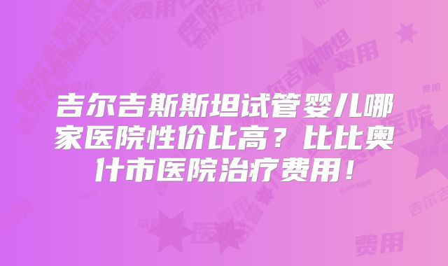 吉尔吉斯斯坦试管婴儿哪家医院性价比高?比比奥什市医院治疗费用!