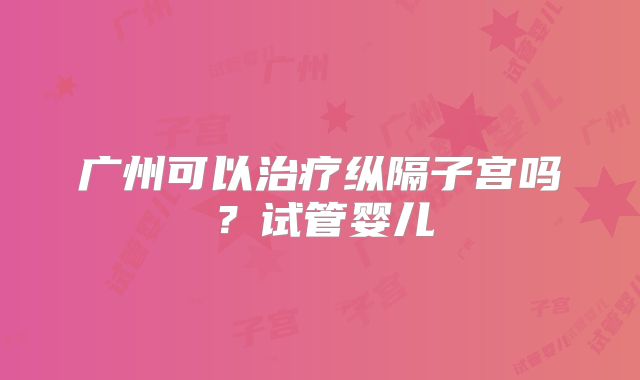 广州可以治疗纵隔子宫吗？试管婴儿