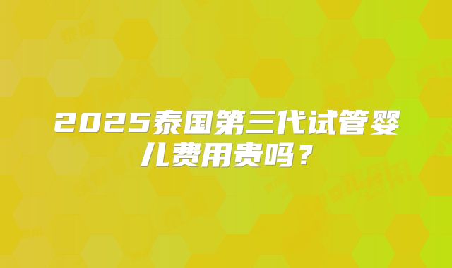 2025泰国第三代试管婴儿费用贵吗？