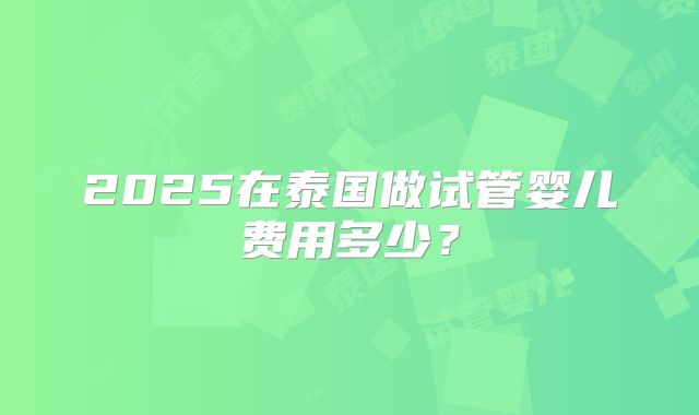 2025在泰国做试管婴儿费用多少?
